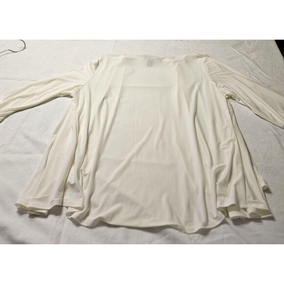 R&M Richards Women's Open Front White Cardigan 3/4 Sleeves Ltweight SZ L Career - Picture 4 of 10